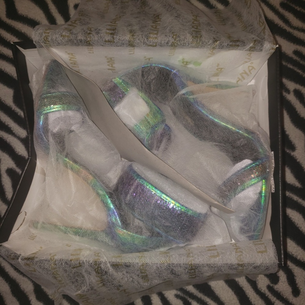 Mermaid Holographic Iridescent Open Toe Heel - Picture 8 of 8